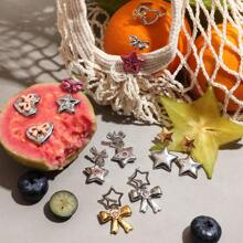 Uworld Silver Metal Heart Star Drop Earrings Stainless Steel Anti Allergy Premium Jewelry Daily Waterproof Stud Earring