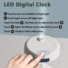 1 pieza Humidificador premium con tecnología de ósmosis inversa, 7 modos de iluminación, pantalla de reloj LED, difusor de aromas, diseño de gota de agua flotante, conexión tipo C, adecuado para escritorio de oficina, sala de estar, dormitorio, humidificador ultrasónico antigravedad