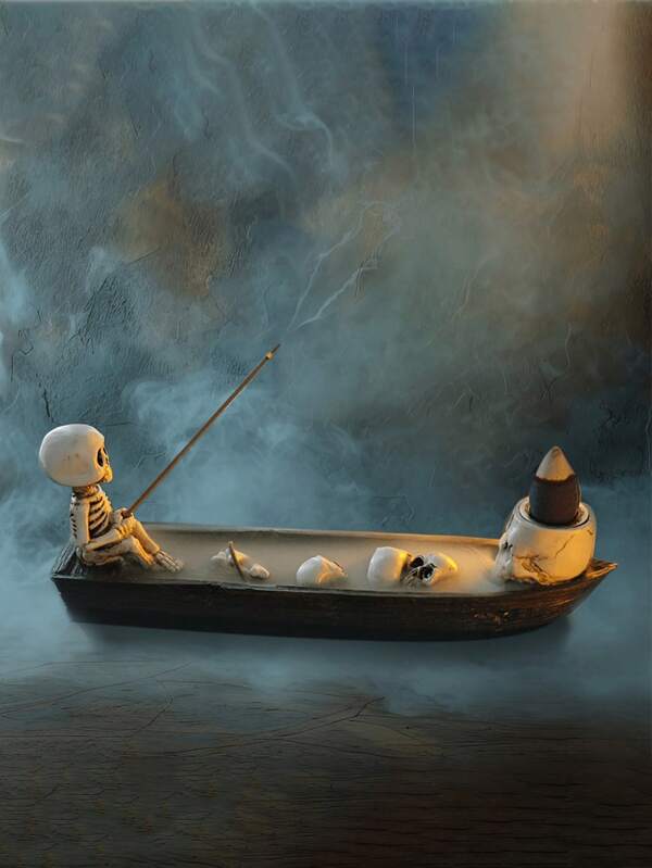 1pc Cute Skeleton Ship Backflow Incense Burner,Suitable For Home Decor, Bedroom Decor, Office And Students, Storage,Wedding Decor,House Decor,Jewelry Organiser,Party Decorations,The Best Gift