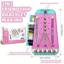 Friendship 2-In-1 DIY Bracelet Making Kit, 10 Pre-Cut Wool Thread And 10 Woven Rope Can Be Edited For Two Different Kinds Of Rope, Suitable For Girls Ages 6-14 Years Old Birthday Gifts