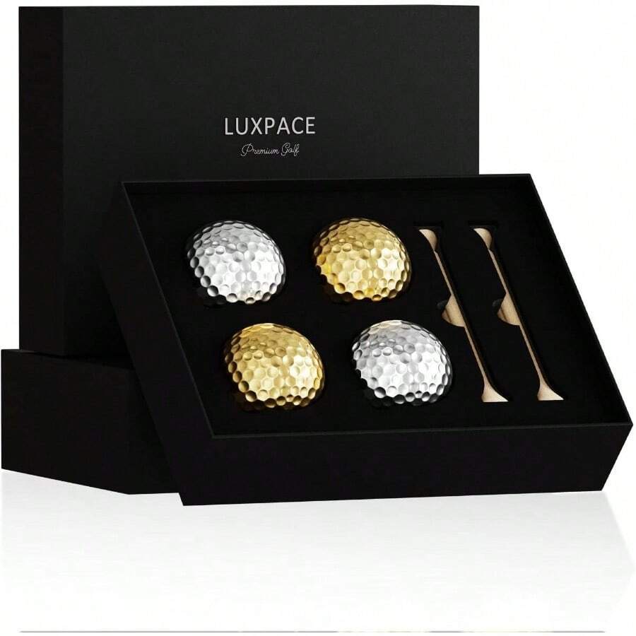 2Layers Premium Golf Ball  Performan Golf Ball For Distan And Straighter Shots, Personalized Antique Gifts For Men Golf Tees Gift Set - Standard+2+Golden+++2+Silvery - View 1