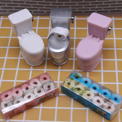 1:12 比例迷你卫生纸和纸巾套装，OB11 娃娃屋装饰配件，逼真摄影道具，恶搞礼物，派对小礼品，迷你模型