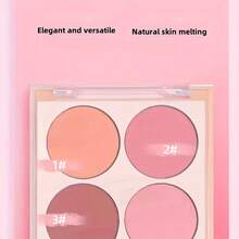 Paleta de colorete de 4 colores, paleta de maquillaje con iluminador mate color melocotón desnudo y contorno - Multicolor - Ver 5