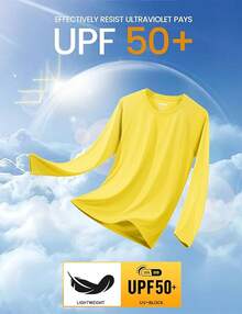 Men's Long Sleeve Shirts UPF 50+ UV Sun Protection Athletic Shirts For Hiking Running Workout Rash Guard-2025 - 黃色 - 查看 11