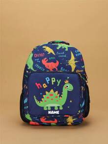 Individueller Schulanfang Einhorn Dinosaurier Mini Rucksack, personalisierter Name oder Feiertagsgruß Muster. Gestalte deinen eigenen Rucksack. Modisch lässig, vielseitig süßer Cartoon Einhorn Dinosaurier Bagger Baustellenfahrzeug Muster Rucksack. Leichter Münzbeutel, perfekt für Teenager für den täglichen Gebrauch, Ausflüge, Reisen und Einkaufen. Druckmusterposition zufällig - Text 2 - Übersicht 9