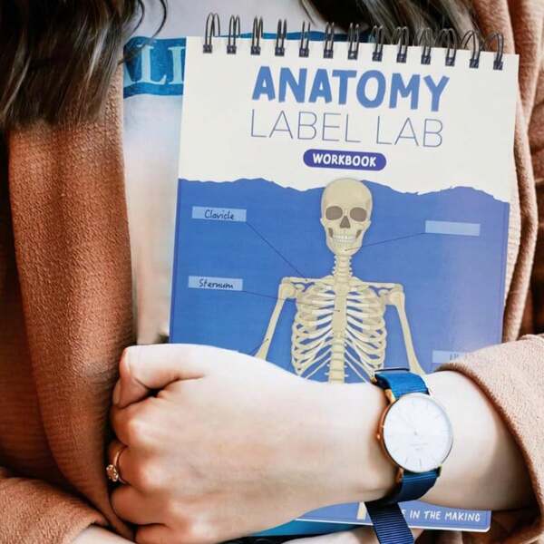 (1pc) Human Anatomy Learning Notebook, Interactive Anatomy Label Handbook - 100+ Full-Color Wipe-Clean Illustrations, Suitable For Medical And Nursing Students, Nursing Study Manual