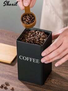 shoxil Set de 3 latas de almacenamiento cuadradas para café, recipiente para granos de café, recipiente para té, recipiente para azúcar, tapa de bambú y Body de hierro, para granos de café, hojas de té, aperitivos, cocinas del hogar, cafeterías, organización de despensa, regalo