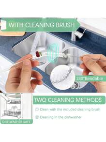 6 Pcs Glass Cherry Drink Straws Reusable Clear Bent Straw Cute Transparent Cocktail Straw Decorative Curved Drinking Straws With Cleaning Brush For Coffee Juice, For Teacher's Gift - Multicolor - View 8