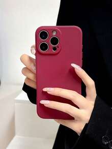 1个仿液态绒毛手机壳，商务风格手机壳，兼容三星S21/S22/S23/S24/S25，兼容苹果17/17 Pro、17 Pro Max、16/16 Pro/16 Pro Max、15 Pro Max、14/13/12/11，兼容OPPO，兼容红米，兼容，手机壳，手机配件，适用于13英寸和16英寸手机，送朋友的礼物，17 Pro Max手机壳 - 酒紅色 - 查看 5