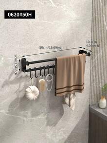 1个带挂钩的自粘式毛巾架，壁挂式毛巾杆，浴室毛巾架，浴室和厨房收纳架，浴室配件，浴室工具 - 黑色 - 查看 13