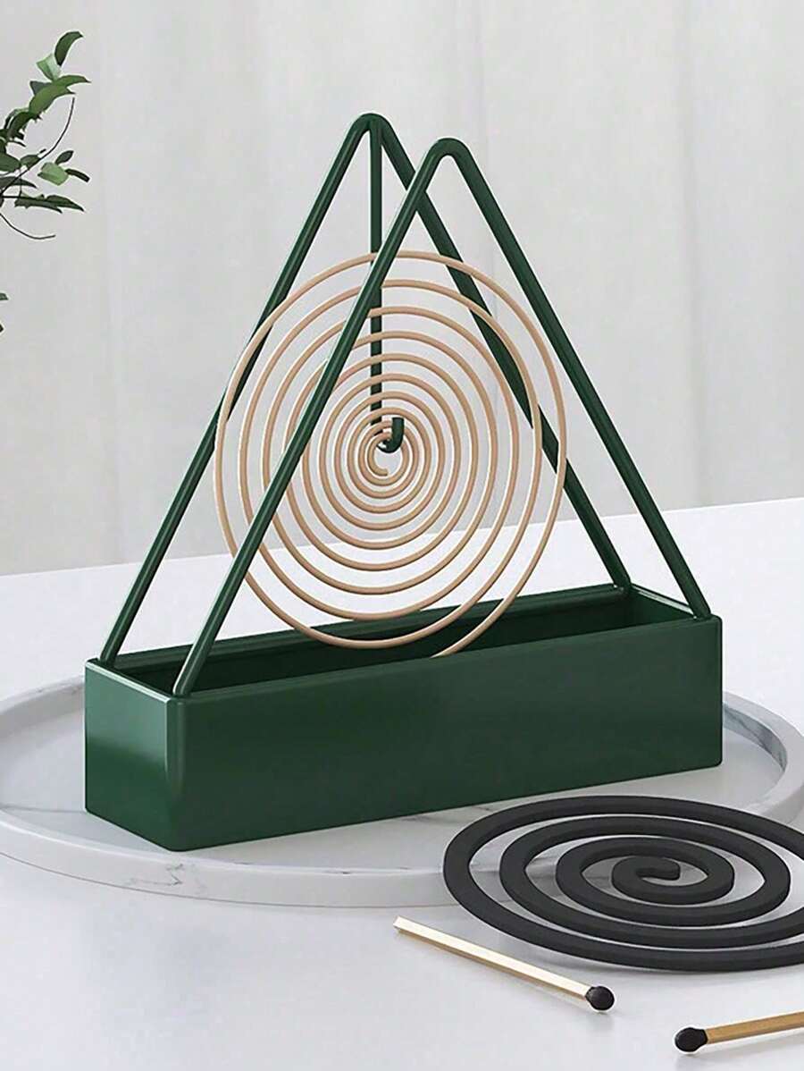 Simple Mosquito Coil Rack Triangular Iron Mosquito Coil Tray Seat Gray Creative Home Hanging Vertical Incense Burner Mosquito Coil Box Halloween,Spooky,Autumn,Festival,Holiday Christmas,Winter,Holiday,Festival - Multicolor - View 1