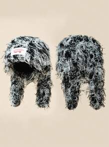 1pc Unisex Rabbit Ear Knitted Hat, Outdoor Street Beanie, Acrylic Yarn Hat For Party