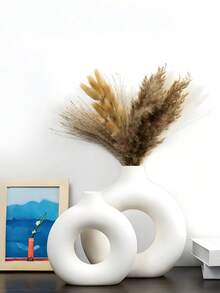 1pc White PP Material Anti-Drop Vase, Nordic Style White Plastic Vase, Boho Decorative Flower Vase, Modern Minimalist Home Decor, Creative Tabletop Floral Arrangement Vase, For Home Decoration, Artificial Flower, Tabletop Decor, Fireplace, Bedroom, Living Room Gifts Birthday Graduation Room Decor Glass Vase - Multicolor - View 2