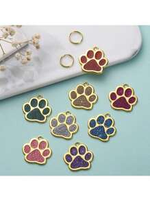 Zinc Alloy Pet Tags, Gold Footprints, Pet Supplies, Dog Tags, Pet Collars, Cat And Dog Surname Tags, Anti Loss Surname Tags (Gold, Pink, Blue, Green, Purple)Random Color