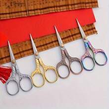 1pc Random Color Send Elegant Stainless Steel Scissors - Sharp For Embroidery, Sewing, Handicrafts And Office Use - Random Color Delivery - View 1