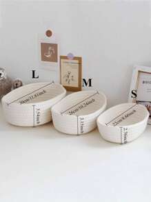 Cestino ovale intrecciato a mano, stile minimalista, di colore unico, adatto per sala, scrivania, snack, frutta, giocattoli, atrio, bagno, decorazione della casa, contenitore multiuso, cesto regalo