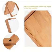 天然竹木桌面化妆镜，复古木质梳妆镜，长方形桌面镜，适用于客厅、卧室、门厅等家居装饰，返校季房间装饰，学习用品