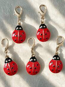 1/5/10pcs Adorable Six - Star Ladybug Charms With Lobster Clasps. Ideal For Use As Keychains, Bag Charms And Other Decorations. And Stylish