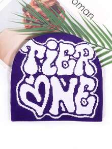 1pc Men's TiER NG Letter Jacquard Knitted Hat, European And American Style, Multicolor, In Stock, Autumn/Winter, Warm And Cold Proof, Valentine's Day Valentines Beanie Fall Outfit - Multicolor - View 23