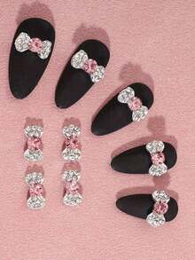 迷你粉色钻石蝴蝶结美甲钻 10 件 3D 合金美甲装饰 DIY 美甲饰品 美甲宝石 美甲用品 美甲 - 彩色 - 查看 19