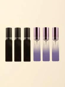 3pcs/6pcs/12pcs/18pcs 10ml Square Glass Refillable Makeup Toner Perfume Small Sample Transparent Fine Mist Spray Bottle, Black/Amber, With Funnel Atomizer, Rose Gold/Purple/Pink