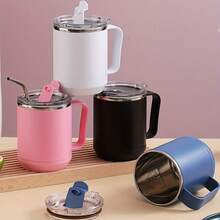 1 Piece, Stainless Steel Insulated Coffee Mug With Lid - 15.6 Ounces - Perfect For Home, Office And Summer Drinks - Great Choice For Teachers Birthday Gifts, Insulated Mug With Lid And Handle, Office And Home Drinking Mug, Minimalist Style Mug With Lid And Handle - White - View 6