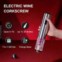 - Juego de abrebotellas de vino eléctrico con base de carga, regalo de vino 7 en 1 con aireador de vino, bomba de aspiradora eléctrica con 2 topes para fiestas en casa - Ninguno - Ver 3