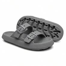 Men's Cloud Flip Flops Slide Sandal Two Straps Comfortable Birken Buckle - Grey - View 3