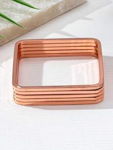 5 件/套个性化夸张欧美风格矩形手链，金色、银色、玫瑰金，适合女性日常佩戴、派对或活动