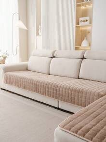 1pc Veet Washable Non-Slip L-Shaped Sofa Cover, Fits 3-Seater Sofa, Quilted Design, Magnetic Closure, Pet-Friendly Protection - Gray Velvet Sofa Cover