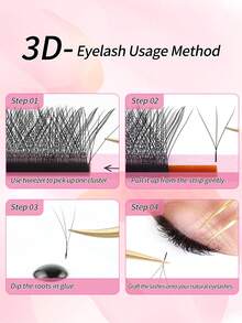 Aguud 12排3DW型2000片0.07mm 8-15mm混合C D卷度密度睫毛嫁接托盘，手工预制睫毛簇，睫毛扇，单根睫毛，假睫毛 - 黑色 - 查看 7