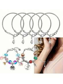 1/5/10-Piece Safety Buckle Bracelet Set, Stainless Steel Adjustable Pendant Bracelet With Lobster Buckle, Suitable For DIY Jewelry Making Gold + Silver - Adjustable Bracelet - View 10