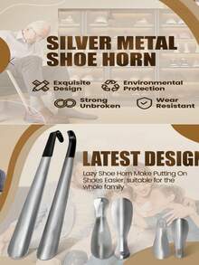 1个符合人体工学的不锈钢长柄鞋拔，适合老年人、残疾人士、孕妇使用，可用于卧室、客厅、户外和浴室。 - 銀色 - 查看 7