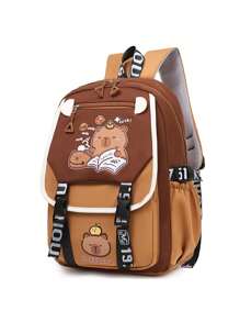 卡皮巴拉新款学生书包初中生大容量双肩包水豚卡通耐脏轻便双肩包