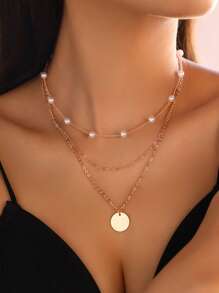 1 件 18k 镀金串珠珍珠项链，便宜个性串珠项链波西米亚风珠宝吊坠项链 J 时尚颈链夏季海滩西部珠宝女士配饰女士项链适合日常佩戴和送给朋友的节日礼物