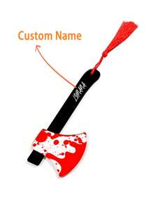 1 Peça Marca-Página Personalizado com Pingente de Borla, 2 Estilos de Machado Gráfico Sangrento e (Faca Falsa Não Afiada), Brincadeira de Terror Clássica para Volta às Aulas, Escritório, Presentes de Estudante, Leitores de Clube do Livro, Aniversário, Feriado, Escritor, Amante de Livros, Amigo, Professor, Estudante, Halloween