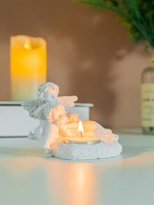 1 pezzo Portacandela in stile retrò a forma di angelo, decorazione da tavolo in stile nordico per l'ingresso di casa, artigianato in resina