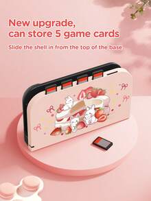 Bolsa de almacenamiento/Estuche protector 2 en 1 con diseño de conejo y fresa, compatible con Switch 2/Switch OLED/Switch NS, con soporte incorporado, almacena hasta 10 tarjetas de juego, portátil, anti-caída y anti-presión - Multicolor - Ver 20