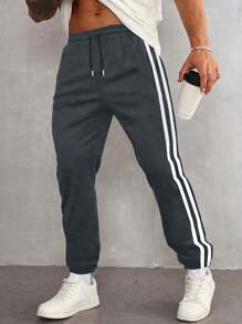 1 Stück Herren Lässig Sportbekleidung Set, Frühling/Sommer Loose Fit Jogginghose für Laufen, Outdoor Wandern, tägliche Fahrten, Sommer gestreifte verkürzte Hose