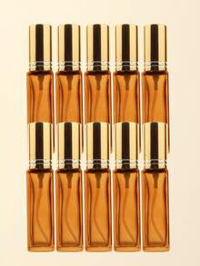 3pcs/6pcs/12pcs/18pcs 10ml Square Glass Refillable Makeup Toner Perfume Small Sample Transparent Fine Mist Spray Bottle, Black/Amber, With Funnel Atomizer, Rose Gold/Purple/Pink
