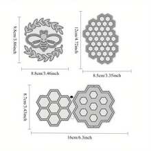 全新蜂窝背景和小蜜蜂金属切割模具，适用于框架背景装饰、剪贴簿 DIY 项目、工艺创作，为您的项目增添特殊的色彩。