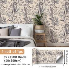 SUPSTICKER 1 rollo de pegatinas de pared autoadhesivas y extraíbles con patrón floral vintage, decoración del hogar, vinilos decorativos para escritorios, dormitorios, baños, entradas, renovación de habitaciones, papel tapiz, pegatinas de pared, decoración de pared