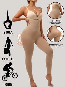 1件高腰塑形瑜伽紧身裤，收腹提臀，弹力十足但不紧绷，适合所有季节穿着。 - 駝色 - 查看 4