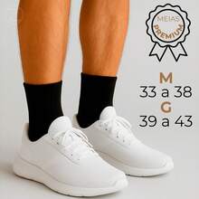 Kit 10 Pairs Zhamaro Socks Mid-Calf Cotton Terrycloth Men's Women's Comfortable Thick - Tất cả Pretas - Xem 5