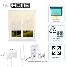 Well Home Estor enrollable Translúcido liso - Beige, 180 x 160cm (ancho x largo)/Tamaño de la tela 177 x 155cm - Beis - Ver 2
