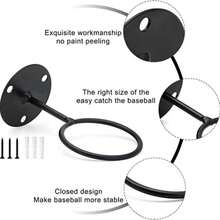 Confezione da 4 (supporto per mazze da baseball nero + supporto per mazze da baseball nero (2 ciascuno)) supporto per mazze da baseball da parete - nero - Visualizzare 3