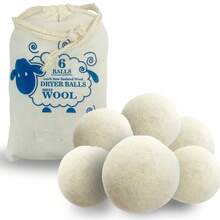 1 Pack Of 6 Laundry Wool Dryer Balls - Natural Fabric Softener, Reusable, Reduces Clothing Wrinkles And Saves Drying Time, Better Alternative To Plastic Balls And Liquid Softener