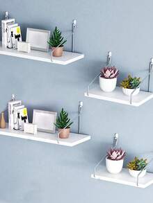 Bộ 1/3 kệ treo tường có móc - Không cần khoan, kệ đựng sách bằng gỗ hiện đại cho nhà bếp và phòng khách - Có 3 kích cỡ (lớn, vừa, nhỏ), kệ đựng sách, trang trí hiện đại, thiết kế tối giản, giá sách, kệ treo. - trắng - Xem 7