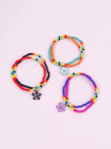 6 件套彩色串珠樱花手链套装，适合日常佩戴和夏季度假