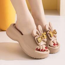 Women's Cute Casual Sandals, Summer New Arrival - Cartoon Doll Decor, Thick Sole Slippers - 卡其色 - 查看 3